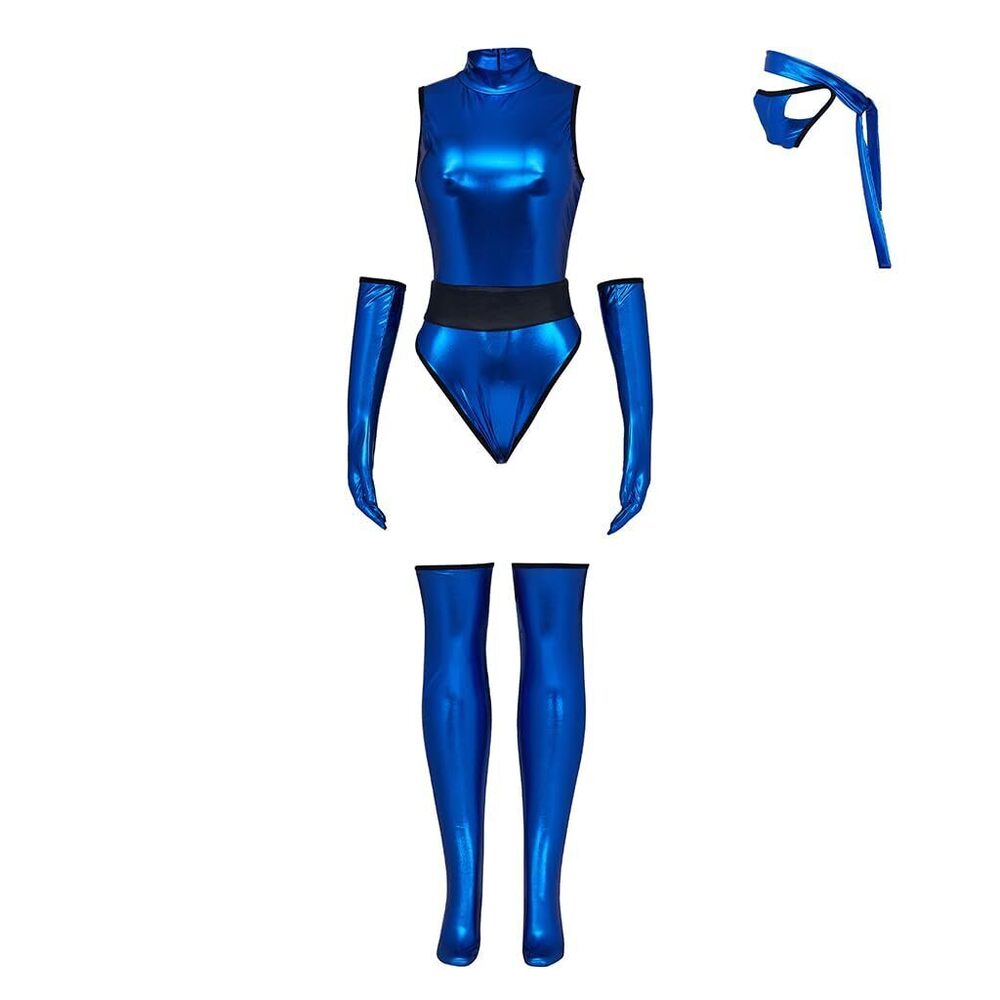 6467 Mortal MK Kitana Cosplay Costume Sexy Blue Jumpsuit Kombat Suit